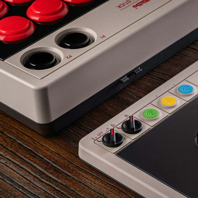 8bitdo Arcade-Controller (grau rot, 2,4 GHz Bluetooth USB, Nintendo Switch, PC)