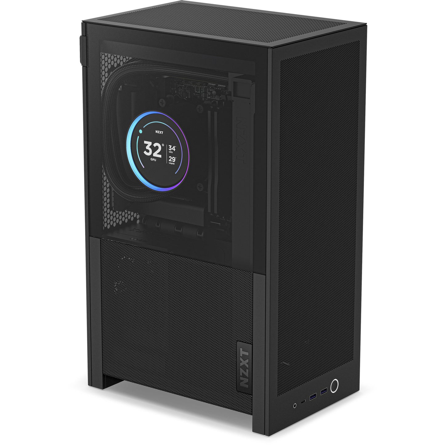 Nzxt h2 flow Mini-Tower-Gehäuse (schwarz | 2x USB-A | 1x USB-C | gehärtetes Glas)