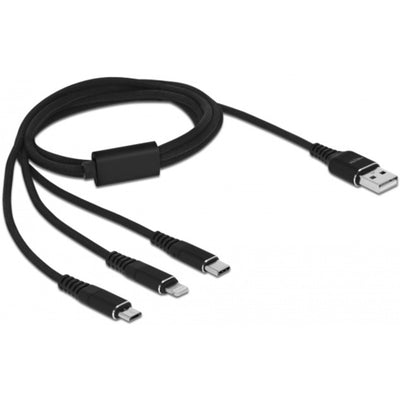 Delock USB -Ladekabel 3 in 1 für Lightning, Micro USB