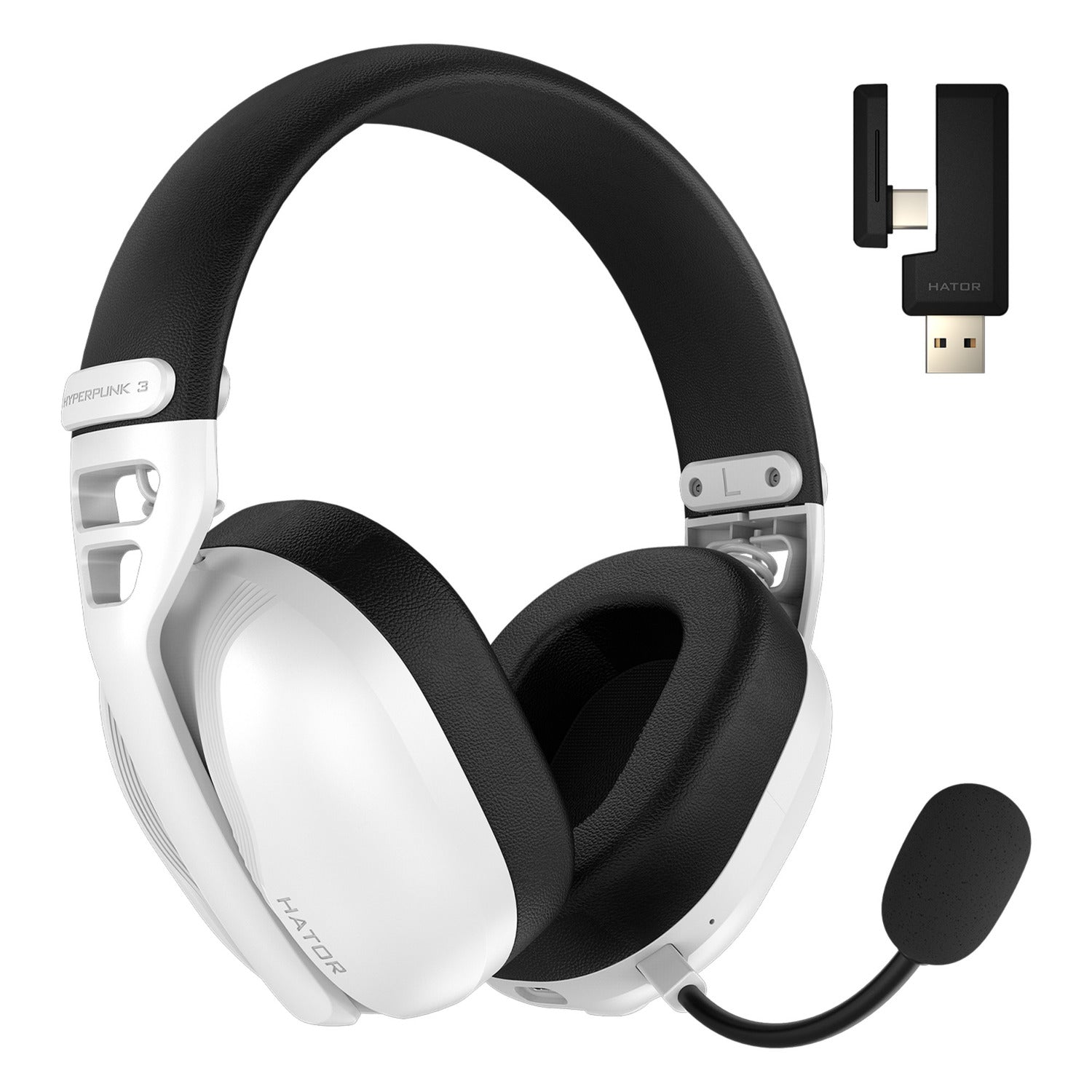 Hator Hyperpunk 3 kabelloses Over-Ear-Gaming-Headset (weiß, 2,4 GHz Bluetooth 5.4 USB-C)