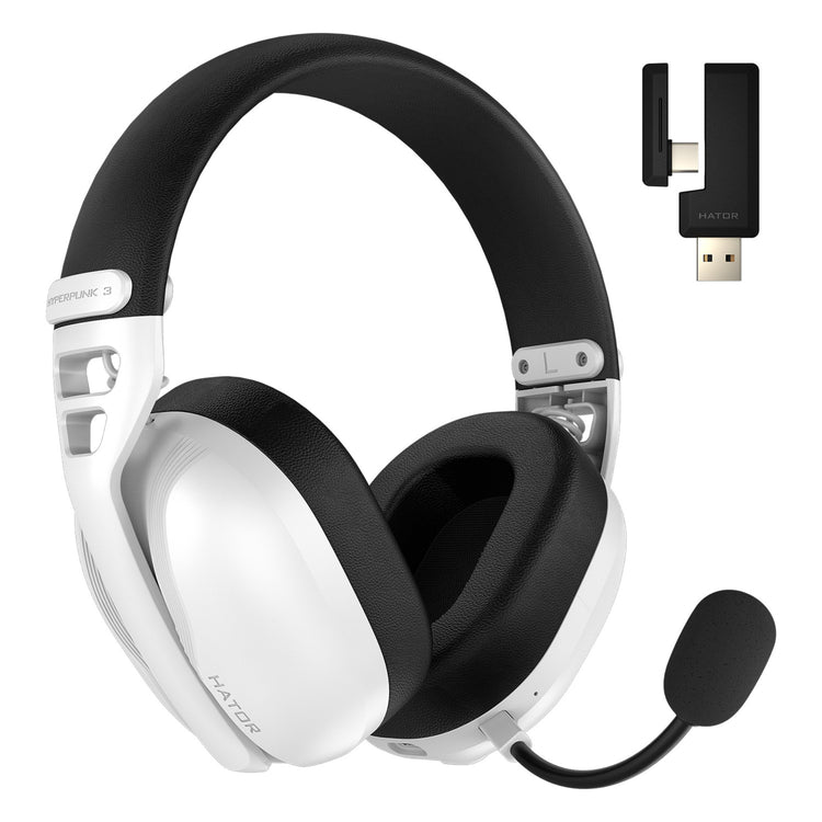 Hator Hyperpunk 3 kabelloses Over-Ear-Gaming-Headset (weiß, 2,4 GHz Bluetooth 5.4 USB-C)