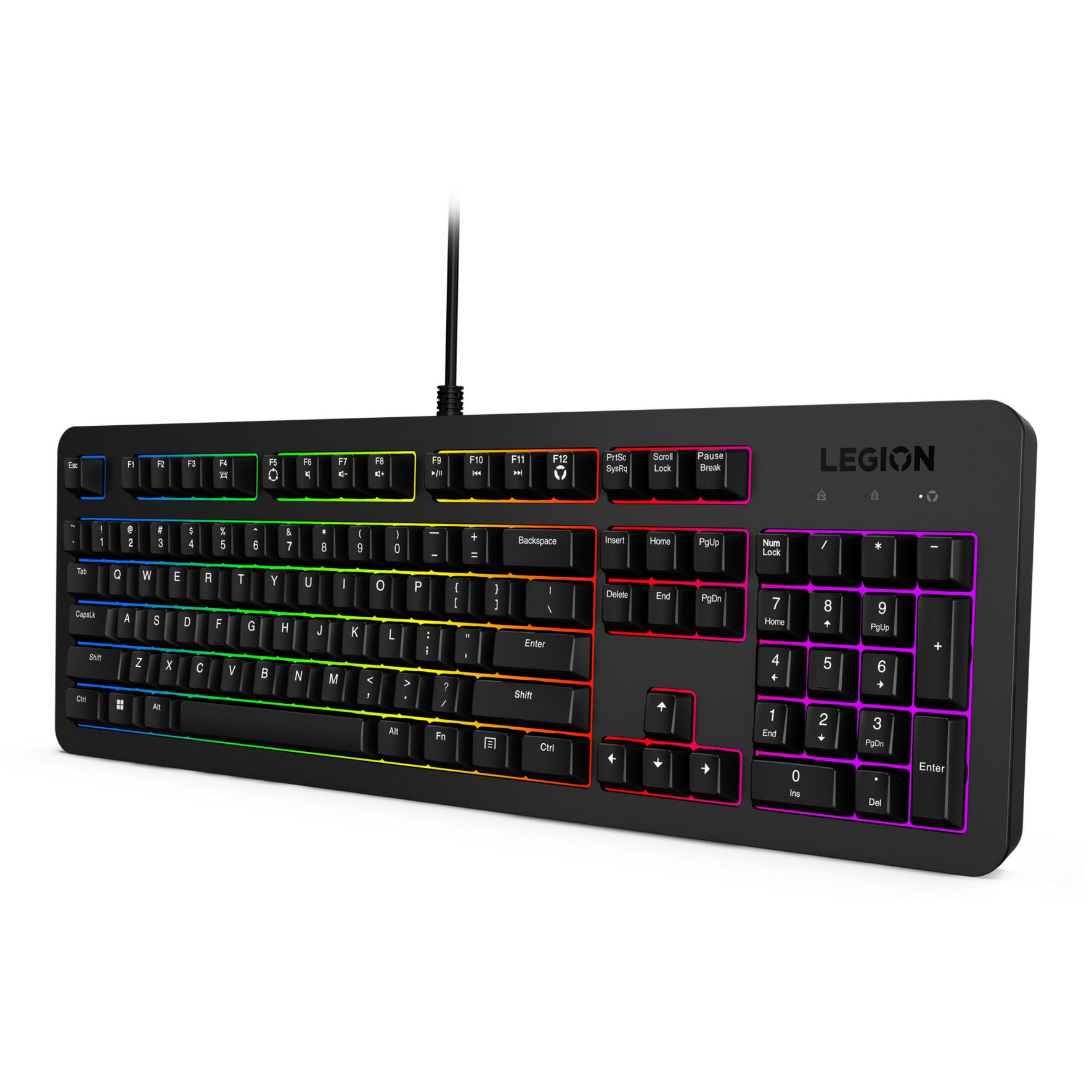 Lenovo Legion K310 RGB-Gaming-Tastatur (schwarz, US-Layout (QWERTY), Membran, 100 %, Membranschalter, RGB, USB)