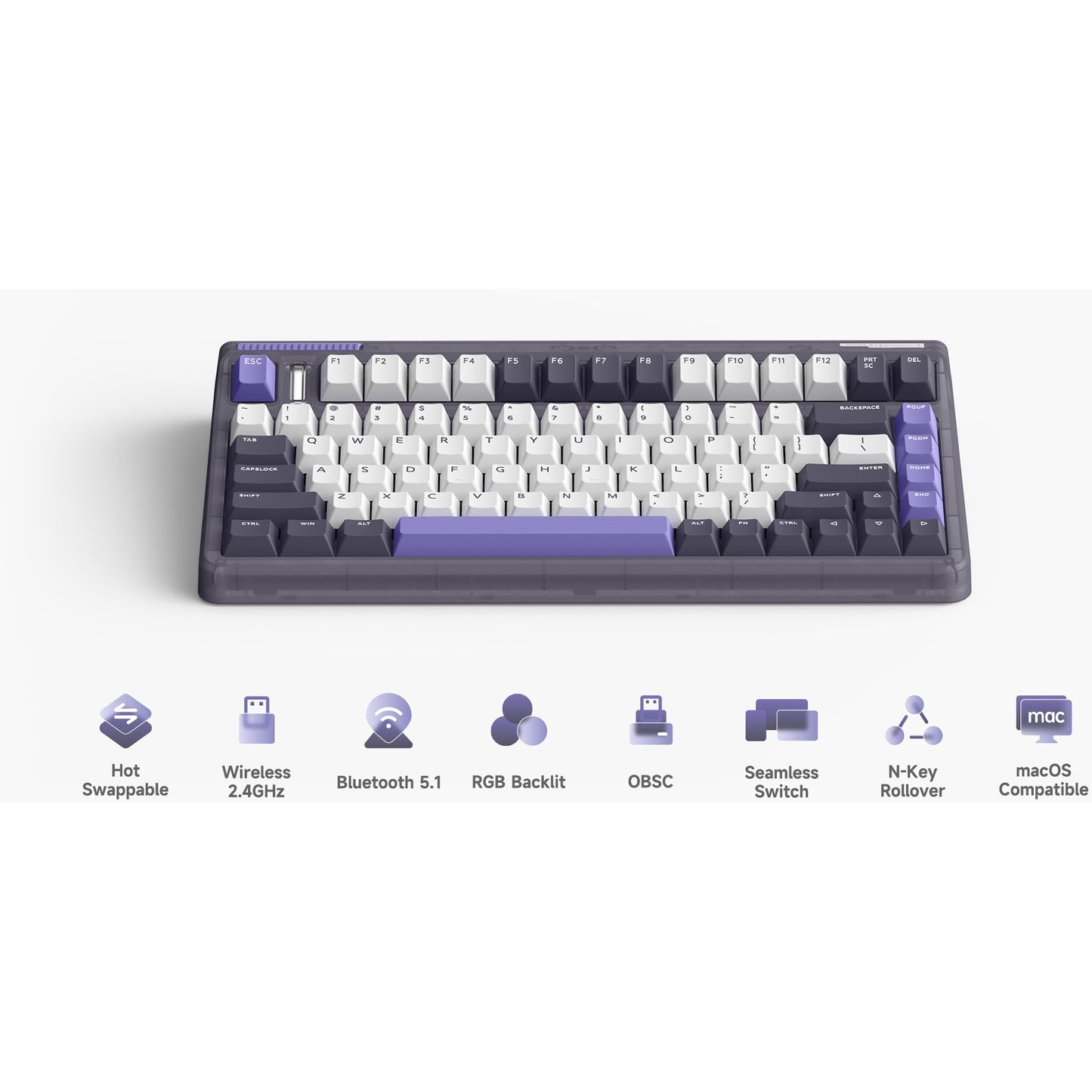 Iqunix OG80 Lavandin Wireless mechanischer Tastatur