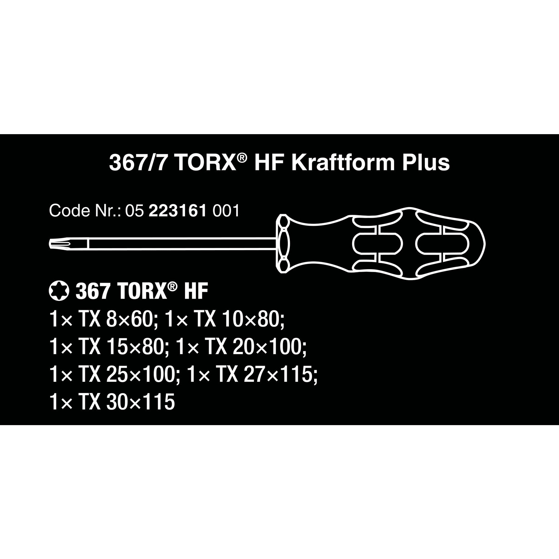 Wera 367 7 Torx HF Schraubendreher Set Kraftform plus +