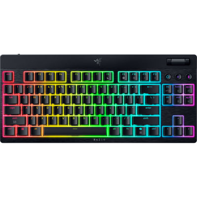 Razer Blackwidow V4 Low-Profile-RGB-Mechanische Gaming-Tastatur (Schwarz, US-Layout (QWERTY), Low-Profile-Grün, 80 % (TKL))