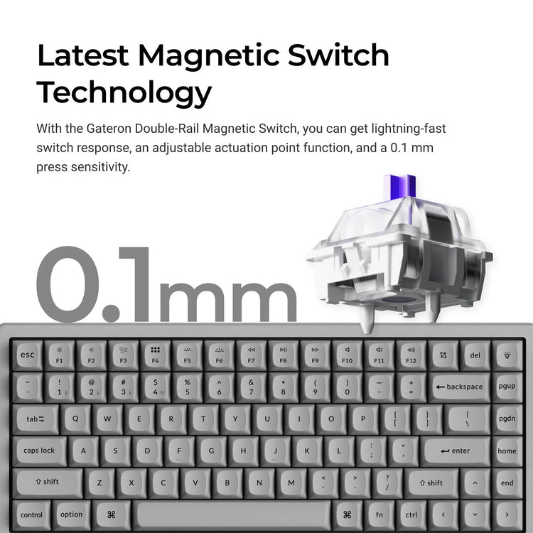 Keychron K2 HE-F1C Concrete Edition RGB mechanische Tastatur (schwarz, US-Layout (QWERTY), Gateron Double-Rail-Magnetnebel, 75 %, RGB-LEDs, OSA Double-Shot PBT, Hot-Swap, 2,4 GHz | Bluetooth 5.2 | USB-C)