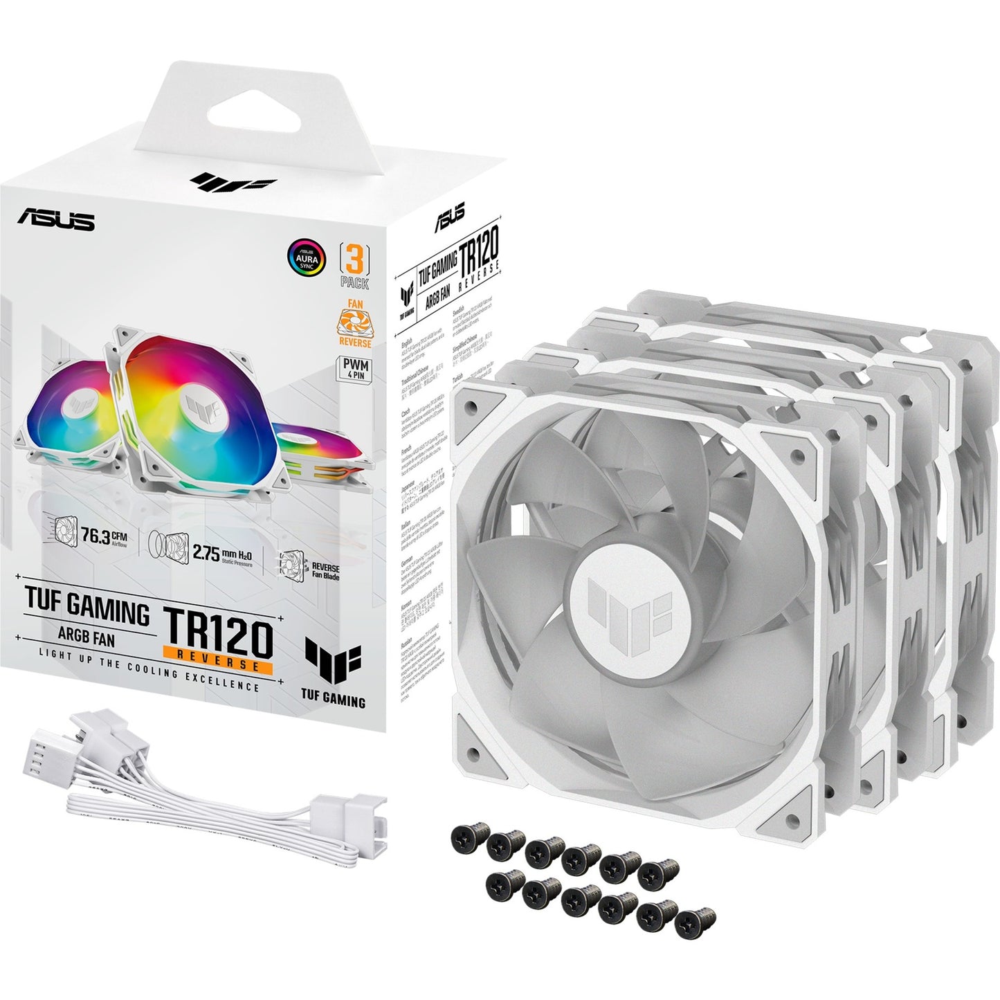 Asus Tuf Gaming TR120 Argb Reverse Fan Pack, 3 Teile