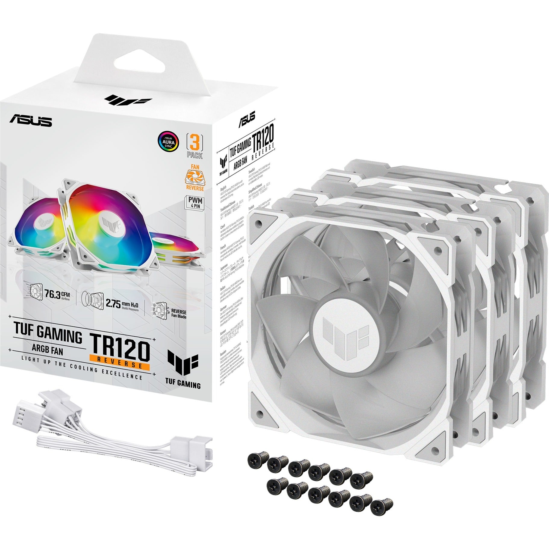 Asus Tuf Gaming TR120 Argb Reverse Fan Pack, 3 Teile