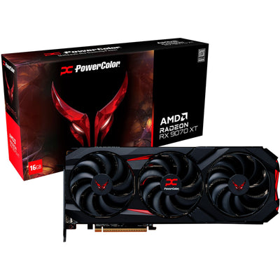 Powercolor Radeon RX 9070 XT Red Devil 16GB OC Grafikkarte (schwarz, RDNA4, GDDR6, 3x Display Port, 1x HDMI 2.1)