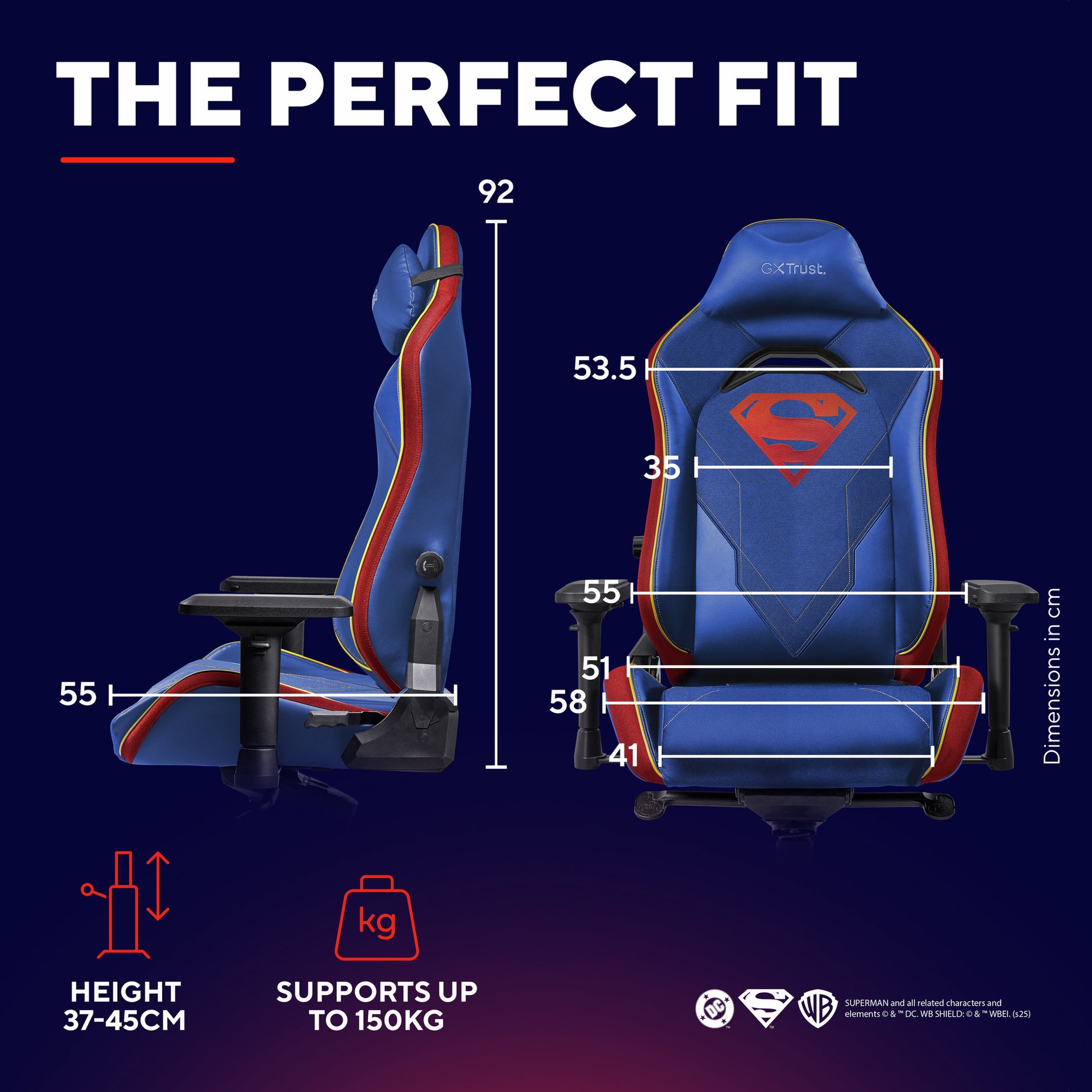 Trust GXT 721SM Ruya Pro Premium bequemer Gaming-Stuhl (Blau Rot)
