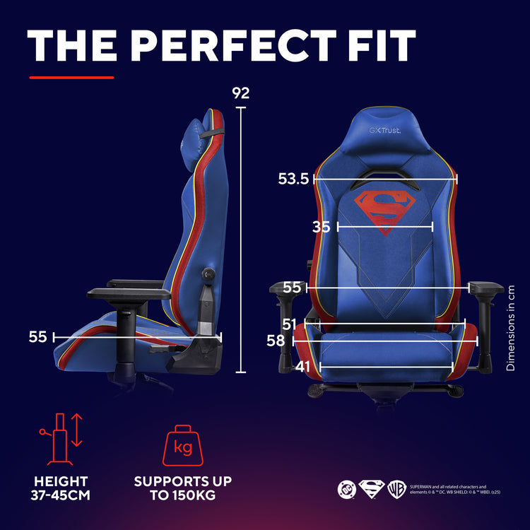 Trust GXT 721SM Ruya Pro Premium bequemer Gaming-Stuhl (Blau Rot)