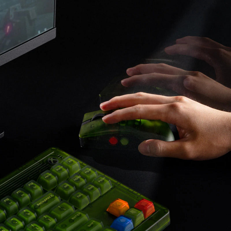 8bitdo Retro R8 Maus – Xbox Edition (grün, 50 – 26000 dpi, Bluetooth USB-C 2,4 GHz)