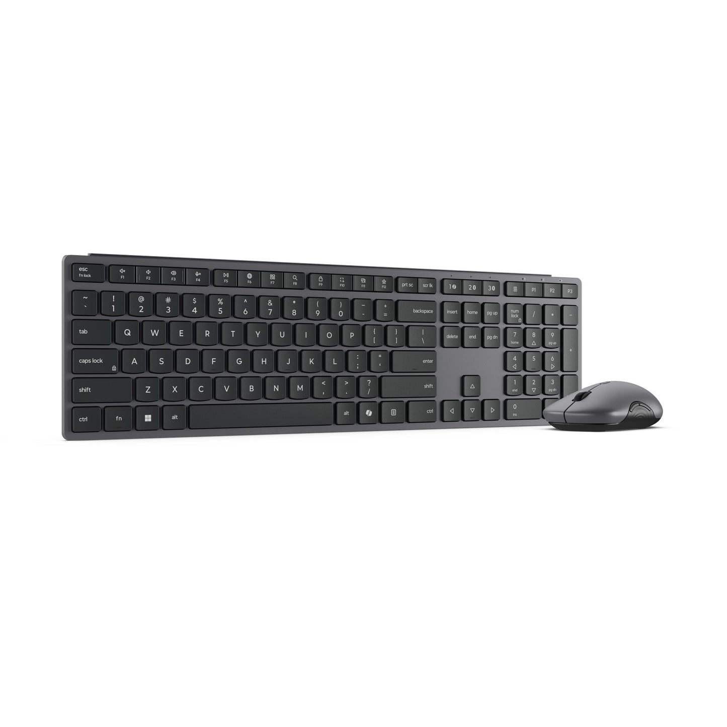 Lenovo 700 modernes kabelloses Kombi-Desktop-Set für mehrere Geräte (grau, US-Layout (QWERTY), 100 %, 4000 dpi, 2,4 GHz, BT 5.3, USB-A)