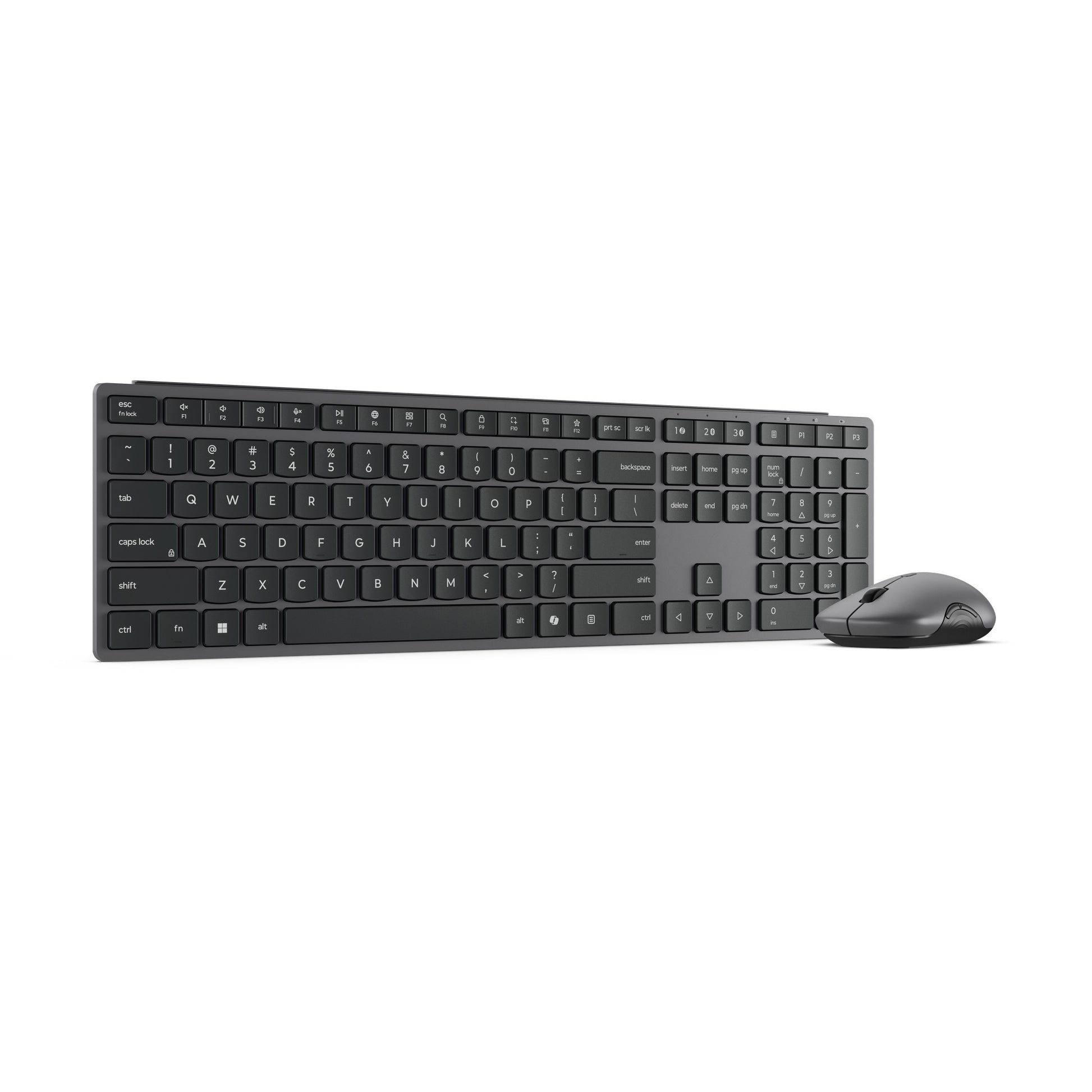 Lenovo 700 modernes kabelloses Kombi-Desktop-Set für mehrere Geräte (grau, US-Layout (QWERTY), 100 %, 4000 dpi, 2,4 GHz, BT 5.3, USB-A)