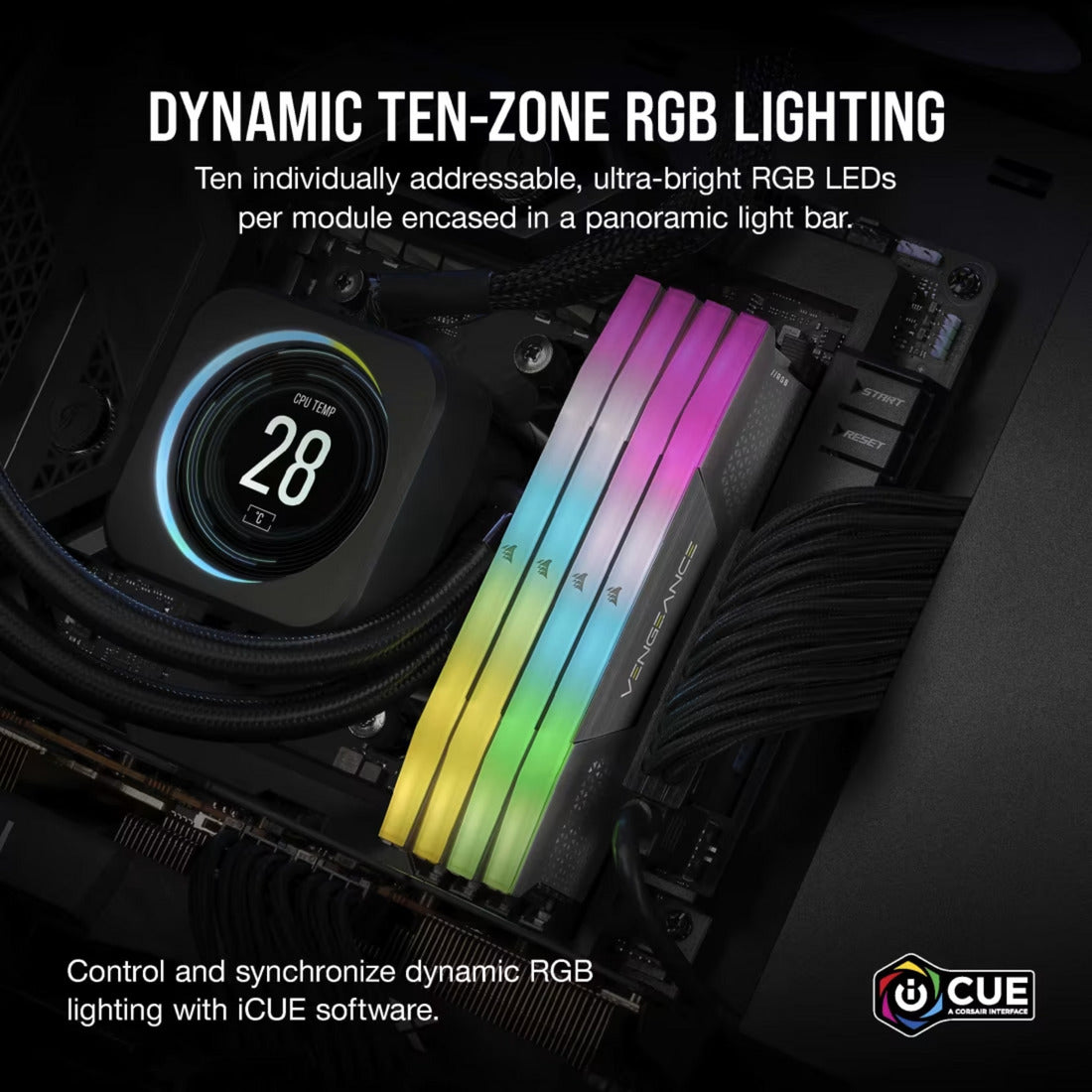 Corsair Vengeance RGB 32 GB DDR5-6000 (2x 16 GB) RAM (schwarz, cmh32gx5m2d6000z38, xmp, expo)