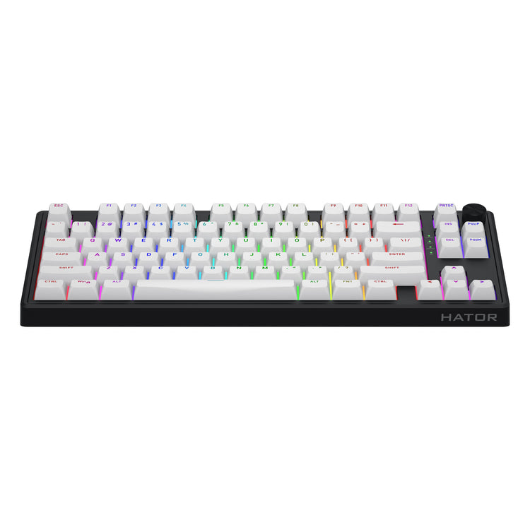 Hator Skyfall Wireless, Gaming-Tastatur (Schwarz, US-Layout, Hator Aurum Lemon, 80 % (TKL), RGB, Double Shot ABS, Hot-Swap, 2,4 GHz Bluetooth USB-C)