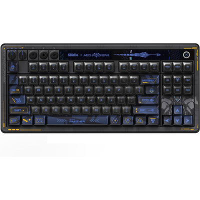 8bitdo Retro 87 mechanische Tastatur – Mecha Break, Gaming-Tastatur (schwarz blau, US-Layout, Kailh Box Jellyfish Pro Glaze, TKL, ABS-Tastenkappen, Hot-Swap, Bluetooth LE 5.0, kabellos 2,4 GHz, USB)