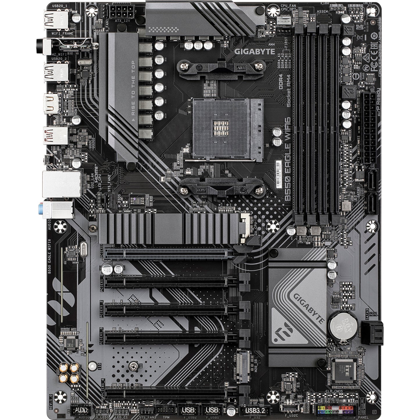 Gigabyte B550 Eagle WiFi6 Sockel AM4 Motherboard (schwarzgrau, RAID, GB-LAN, WiFi 6, BT, Sound, ATX)