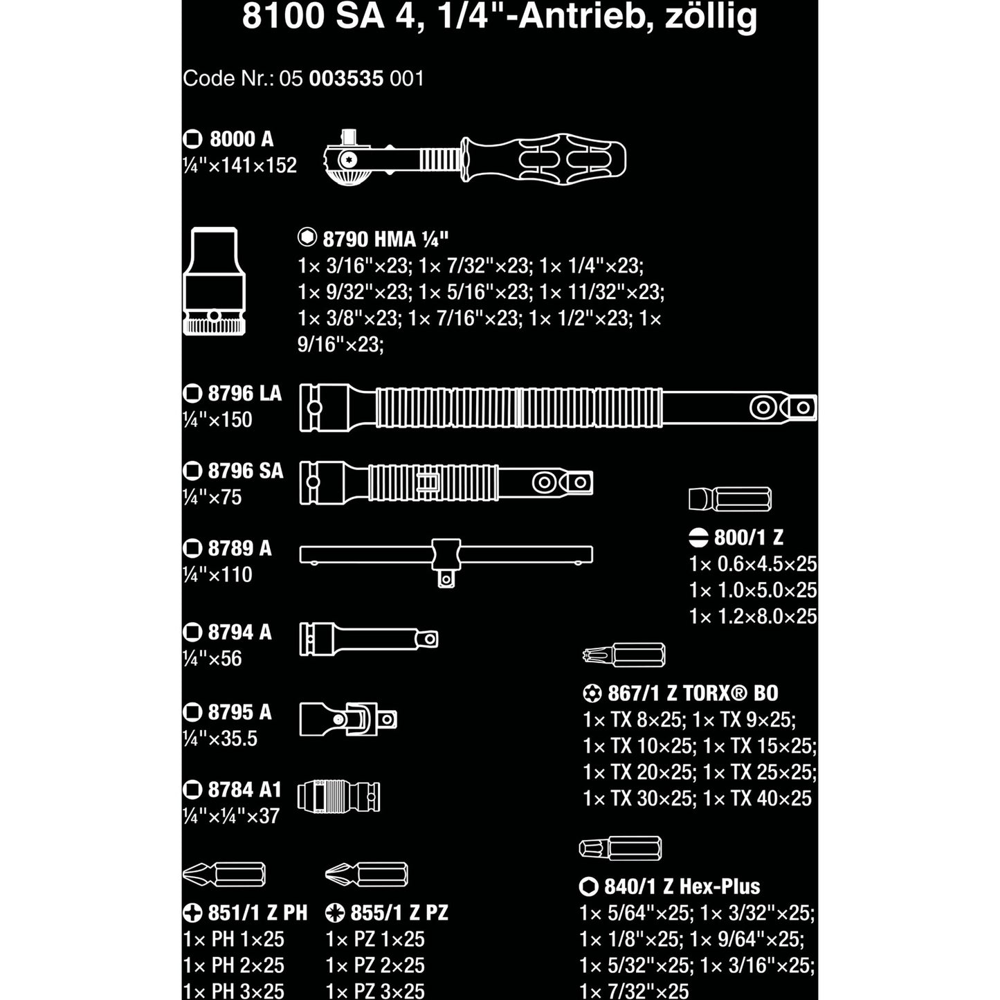 Wera 8100 SA 4 Zyklop Speed ​​Ratelset, 1 4