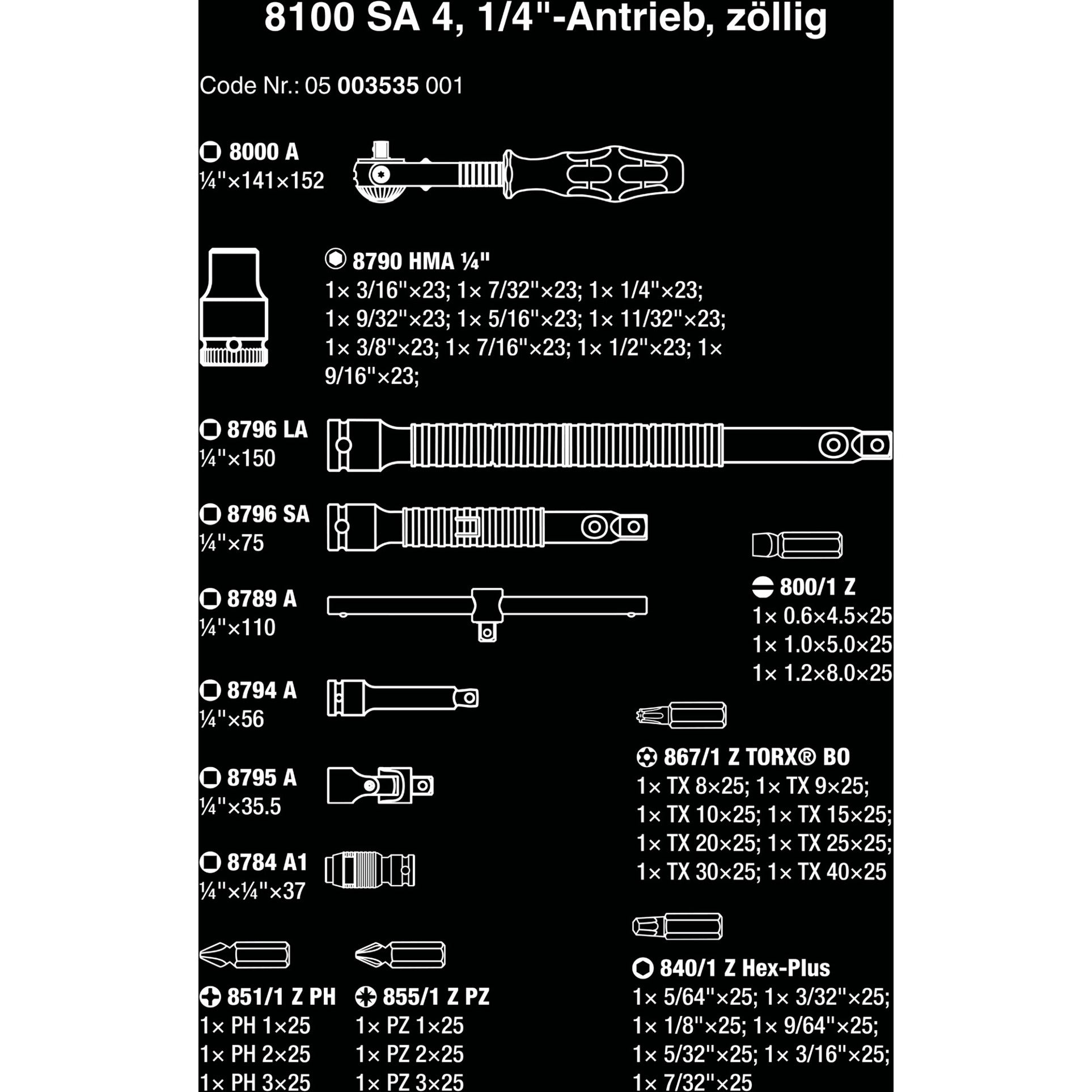 Wera 8100 SA 4 Zyklop Speed ​​Ratelset, 1 4