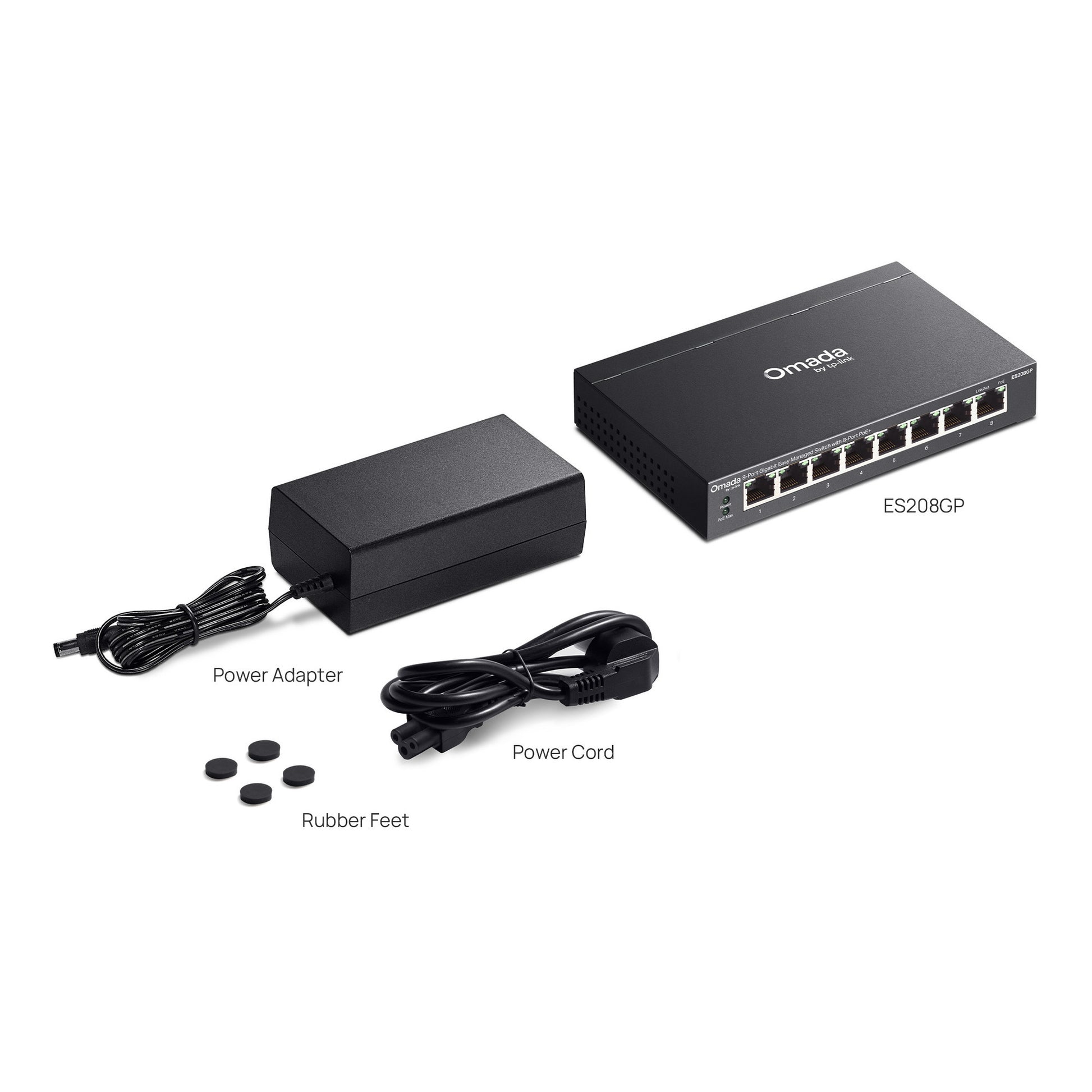 Tp-Link Omada ES208GP 8-Port-Gigabit-Easy-Managed-Switch (schwarz, 8x PoE+)