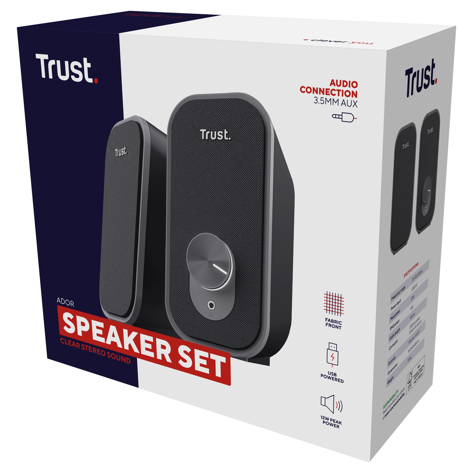 Trust ador 2.0 Lautsprecherset PC-Lautsprecher (schwarz grau)