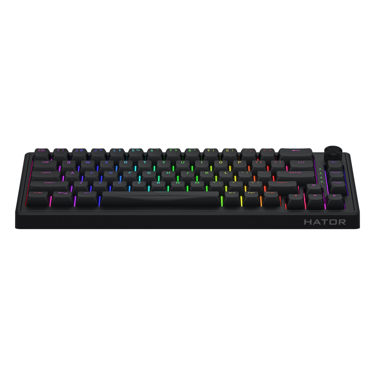 Hator Skyfall kabelgebunden, Gaming-Tastatur (schwarz, US-Layout, Hator Aurum Sterling, 65 %, RGB, Double Shot Abs, Hot-Swap)
