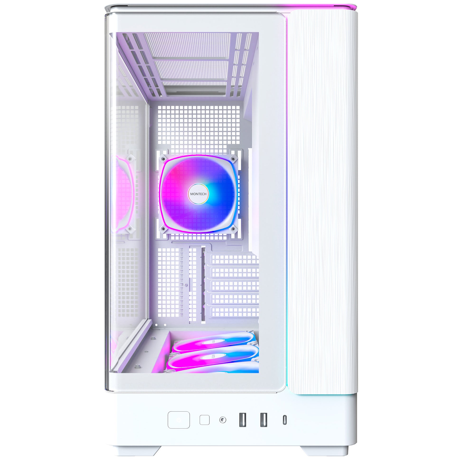 Montech King 15 Pro Midi-Tower-Gehäuse (weiß | 2x USB-A | 1x USB-C | RGB | Fenster)
