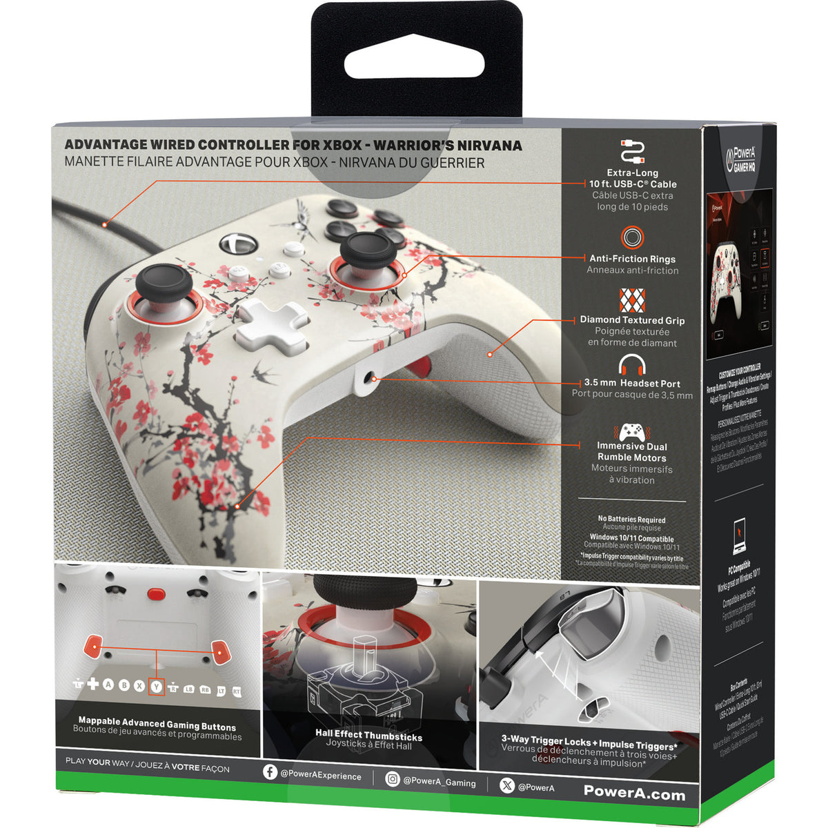 Powera Advantage Controller mit Kabel für die Xbox Series X|s – Warrior's Nirvana (Magnolia White, Xbox Series X|s, Xbox One, PC)