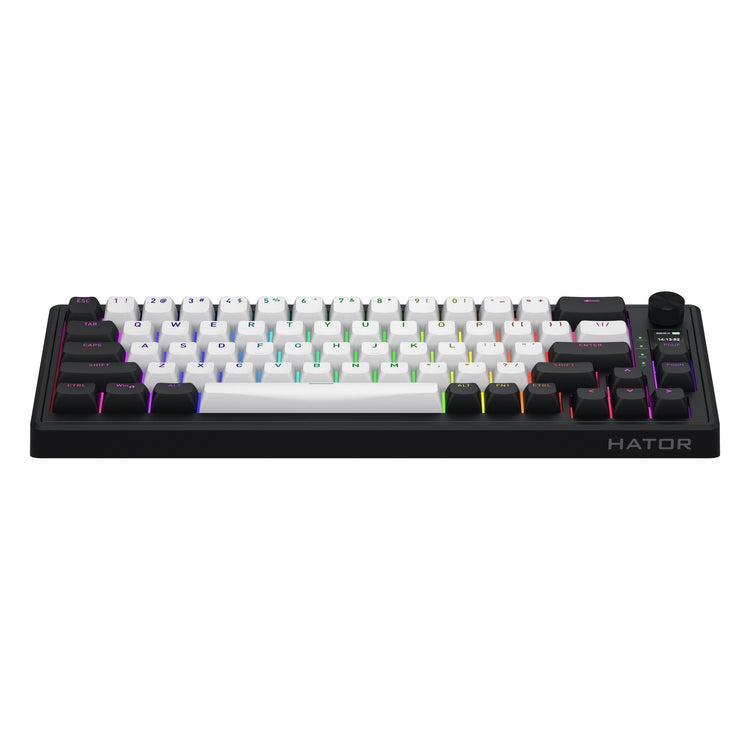 Hator Skyfall Mag Ultima 8K Wireless, Gaming-Tastatur (schwarz, US-Layout, Hator Aurum Ice, 65 %, RGB, Double-Shot PBT, Hot-Swap, 2,4 GHz Bluetooth USB-C)