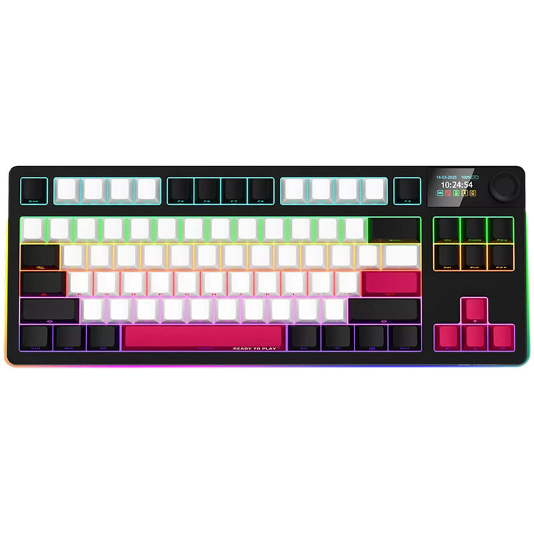 Lorgar kbp70tklw, Gaming-Tastatur (schwarz, US-Layout, logar toxic purple, TKL, RGB, Hot-Swap-fähig, PBT Double-Shot, Bluetooth 2,4 GHz USB)