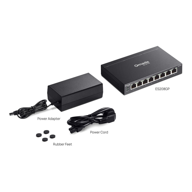 Tp-Link Omada ES208GP 8-Port-Gigabit-Easy-Managed-Switch (schwarz, 8x PoE+)
