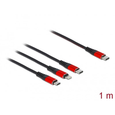 Delock USB-Ladekabel 3-in-1 USB-C an Lightning + mic
