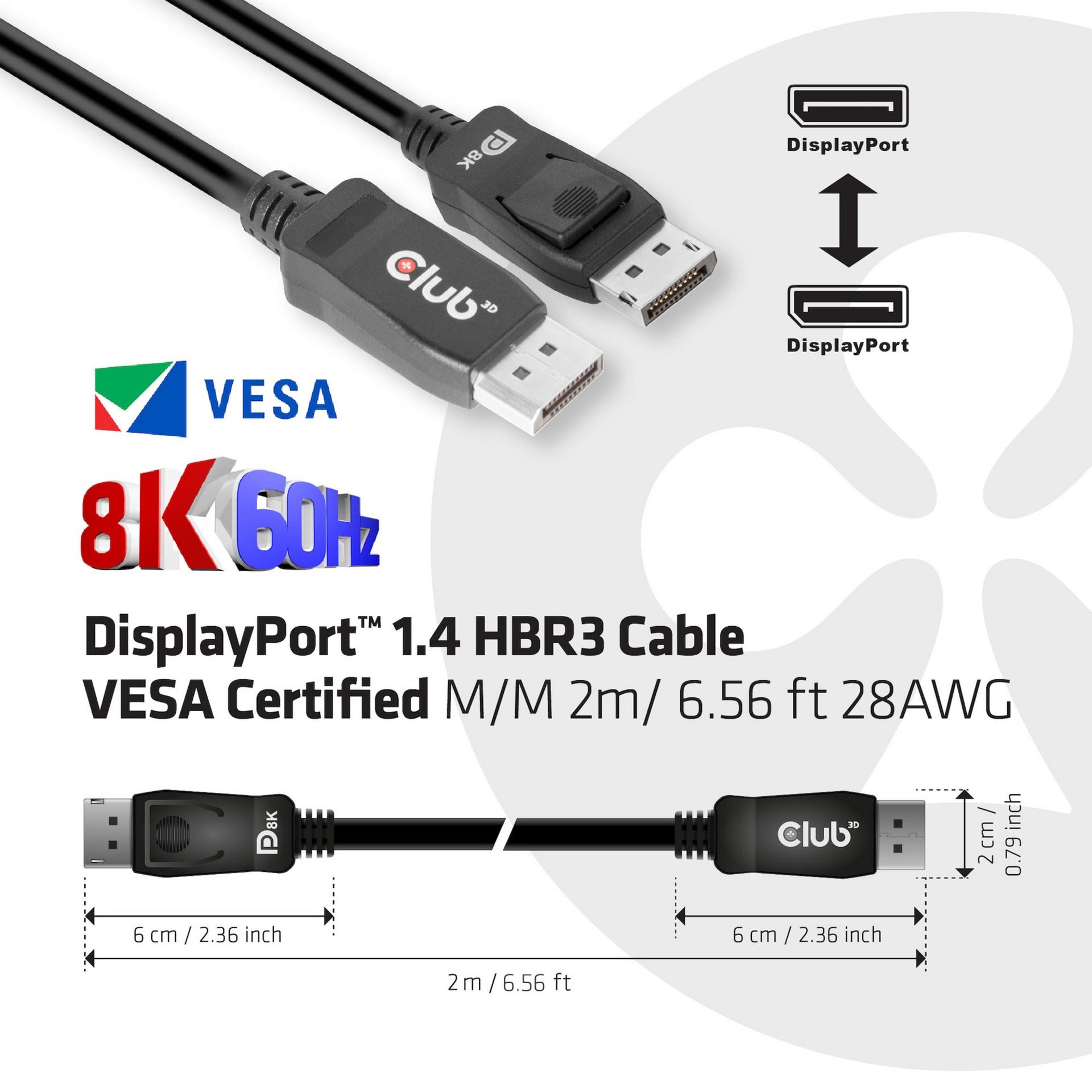 Club 3D DisplayPort 1.4 DisplayPort 1.4 männlich-männlich