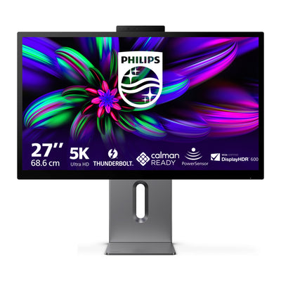 Philips Brilliance 27e3u7903 27 5K UHD-Monitor (grau, HDMI, Thunderbolt 4, USB, LAN, Webcam)