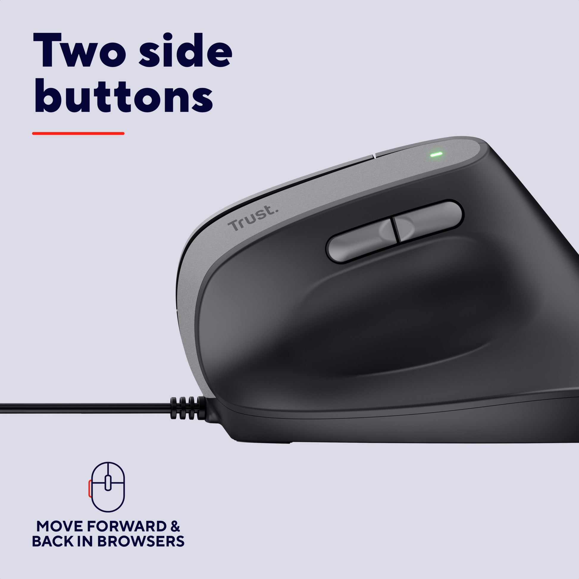 Ergonomische Maus Trust Bayo II (schwarz, 800 dpi – 2.400 dpi)