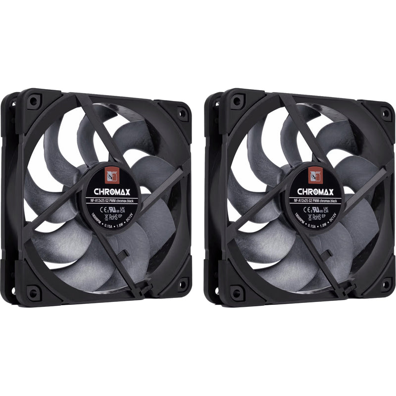 Noctua nf-a12x25 g2 pwm sx2-pp chromax.black Gehäuselüfter (schwarz, 2 Stück, 120 x 120 x 25 mm)