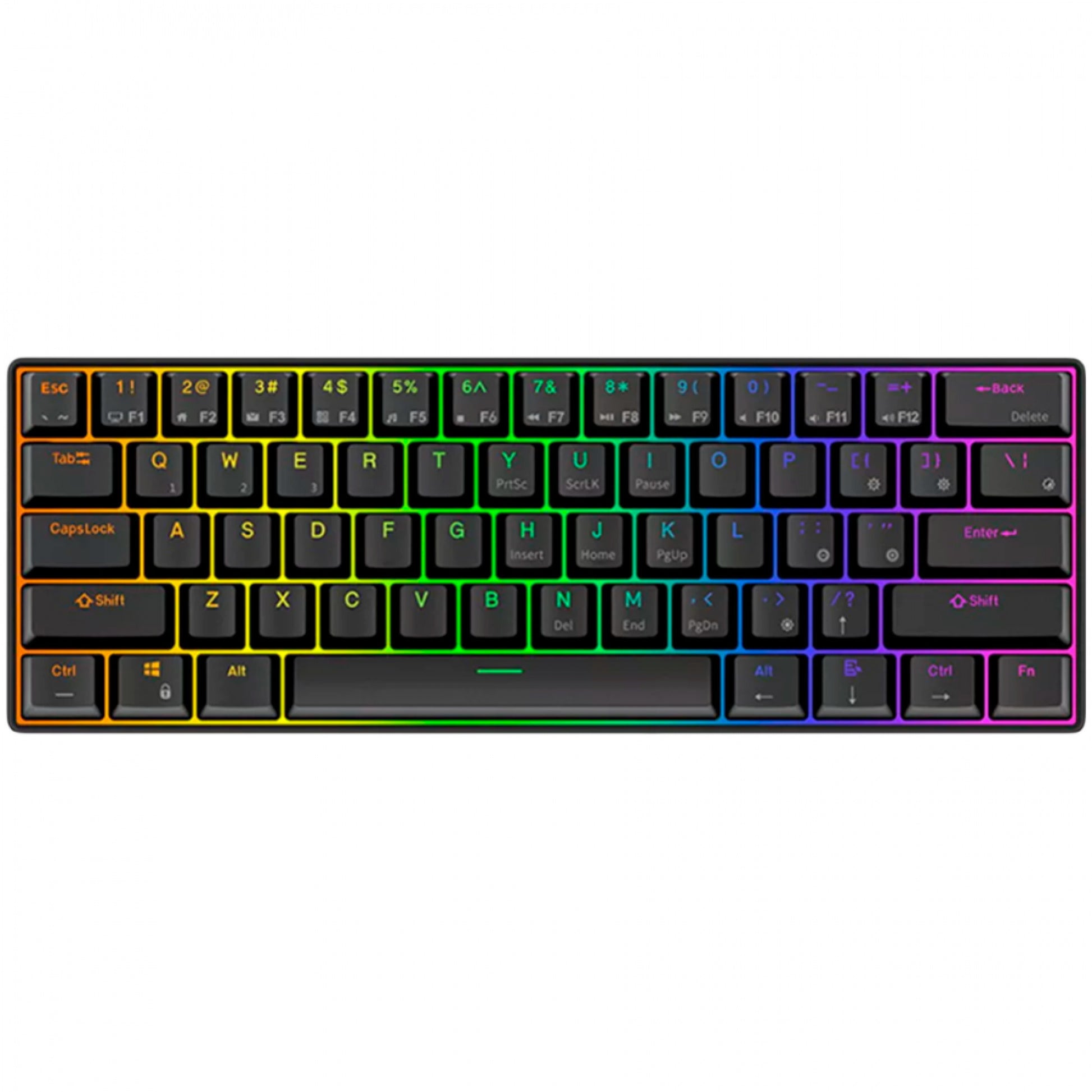 Royal Kludge RK61 kabellose mechanische Tastatur, Gaming-Tastatur (schwarz, US-Layout, roter Schalter, 60 %, RGB, Hot-Swap, 2,4 GHz USB-C Bluetooth)