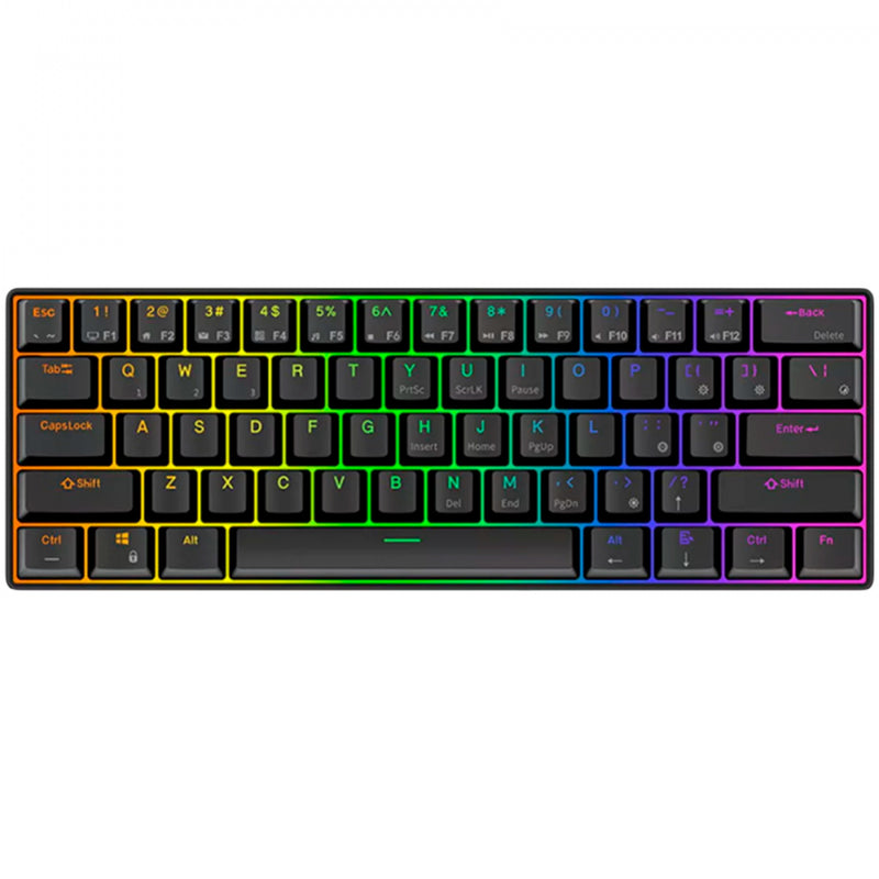 Royal Kludge RK61 kabellose mechanische Tastatur, Gaming-Tastatur (schwarz, US-Layout, roter Schalter, 60 %, RGB, Hot-Swap, 2,4 GHz USB-C Bluetooth)