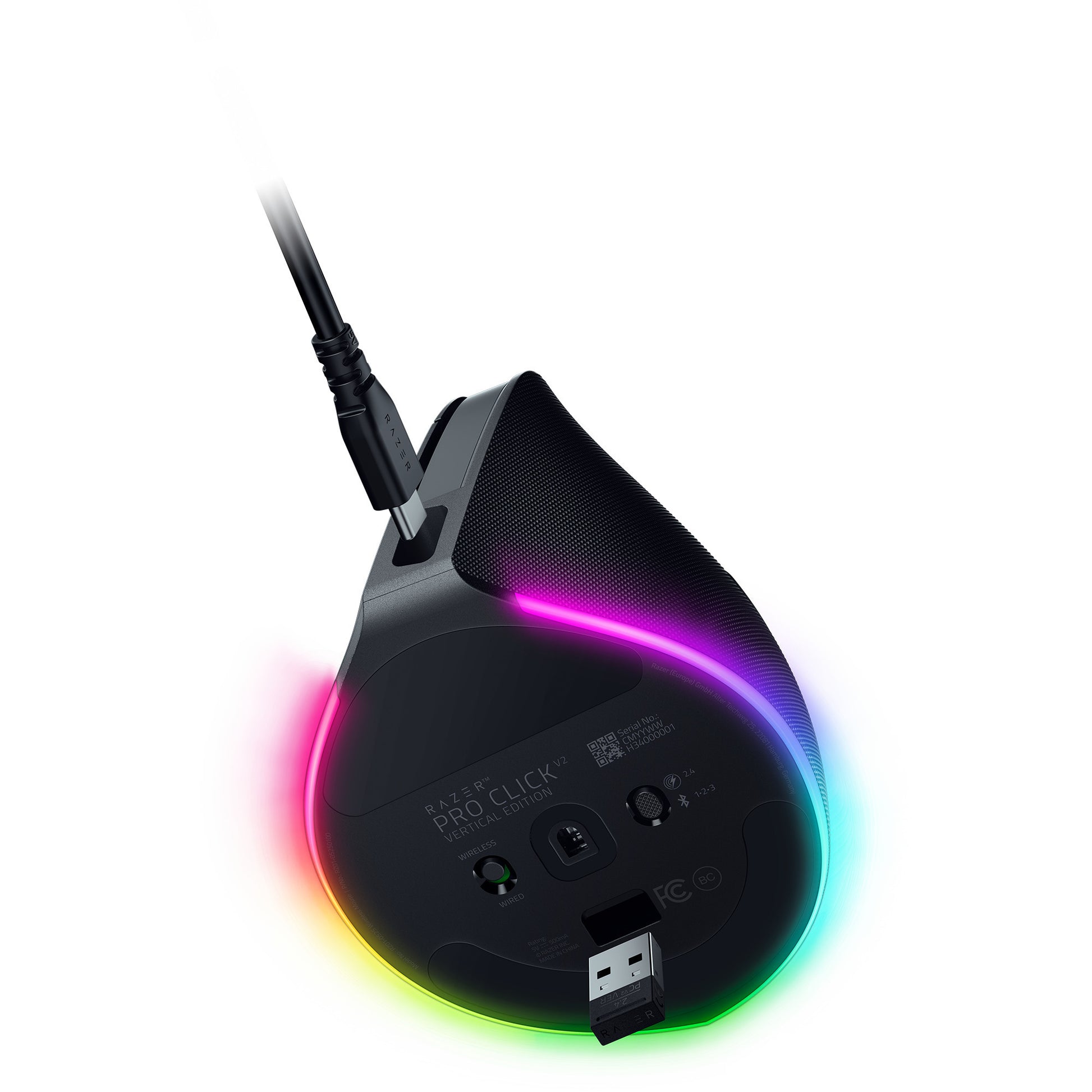 Vertikale Gaming-Maus Razer Pro Click V2 (schwarz, bis zu 30.000 dpi, USB-C Bluetooth 2,4 GHz)