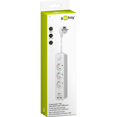 Goobay 3-Wege-Sockel mit Schalter und USB
