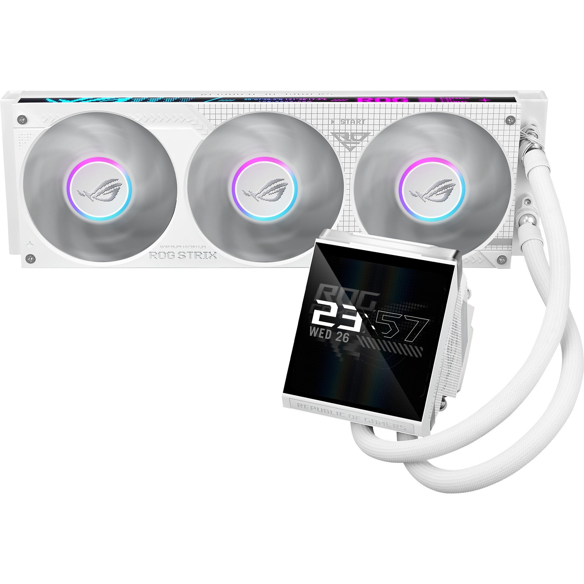 Asus ROG Strix LC IV 360 ARGB LCD-Wasserkühlung (Weiß, 4-Pin-PWM)