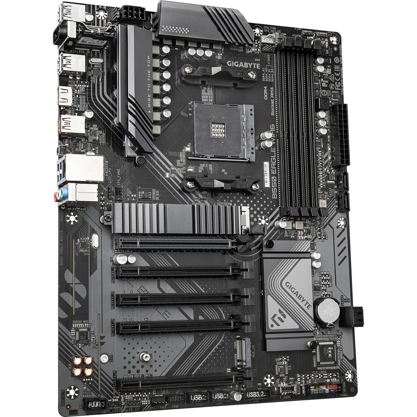 Gigabyte B550 Eagle WiFi6 Sockel AM4 Motherboard (schwarzgrau, RAID, GB-LAN, WiFi 6, BT, Sound, ATX)