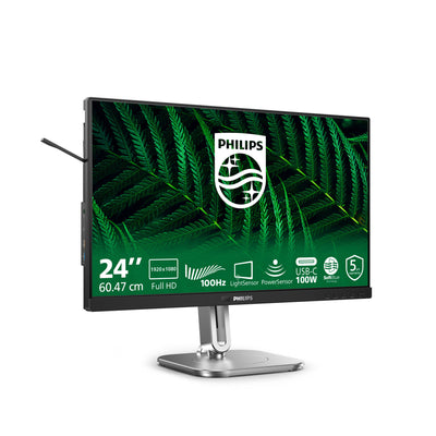 Philips 24b2g5301 23,8 Monitor (Silber Schwarz, VGA, HDMI, Display Port, USB-C, LAN, Audio, 100 Hz)