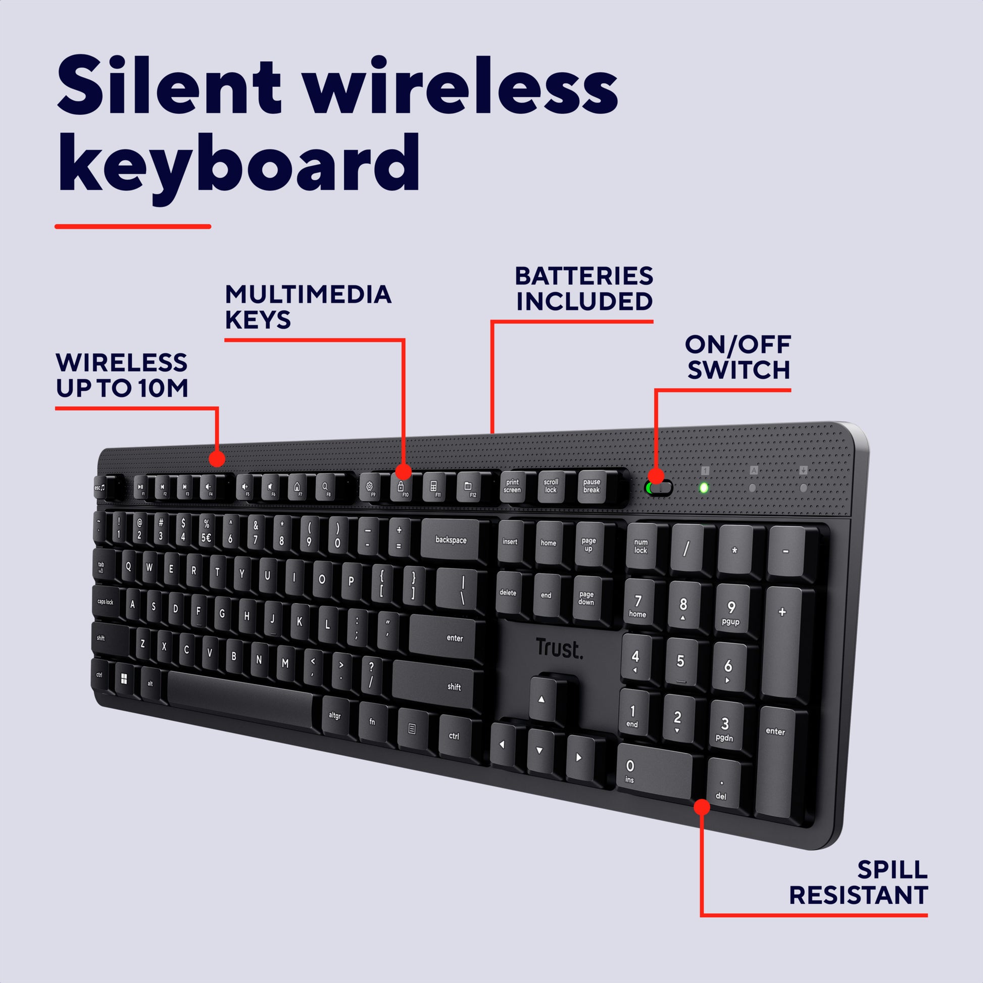 Vertrauen Sie Ody II Stille drahtlose Tastatur