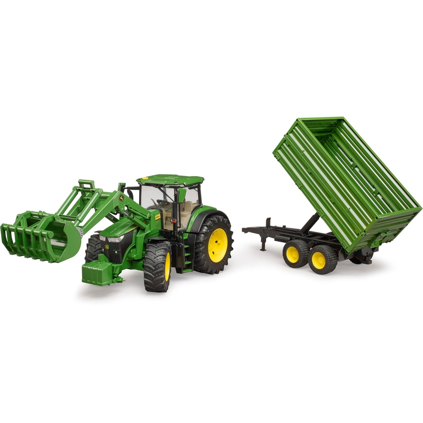 Bruder John Deere 7r 350 mit Frontlader und Transportaanha