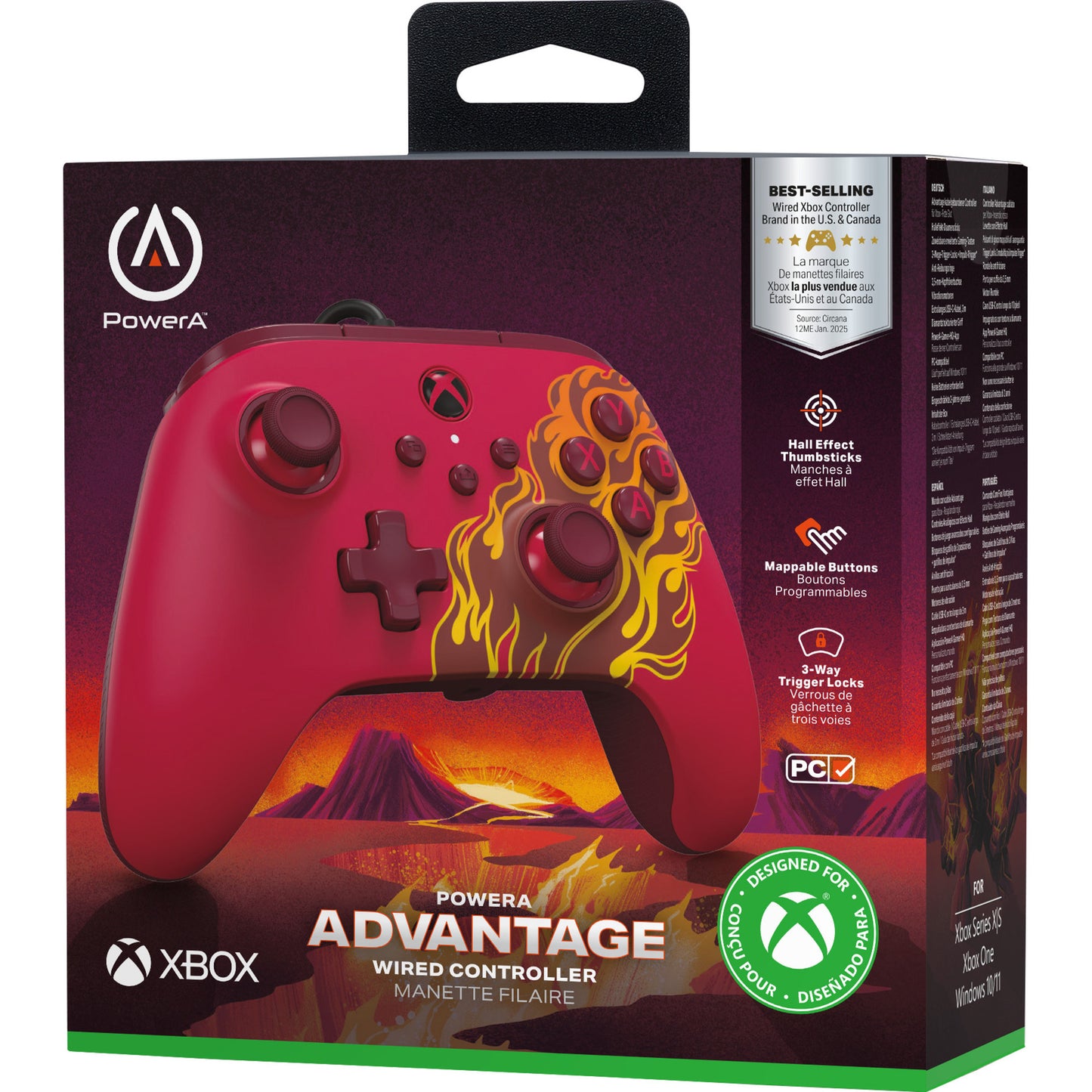 Powera Advantage Controller mit Kabel für die Xbox Series x|s – Red Fire (rot, Xbox Series x|s, Xbox One, PC)