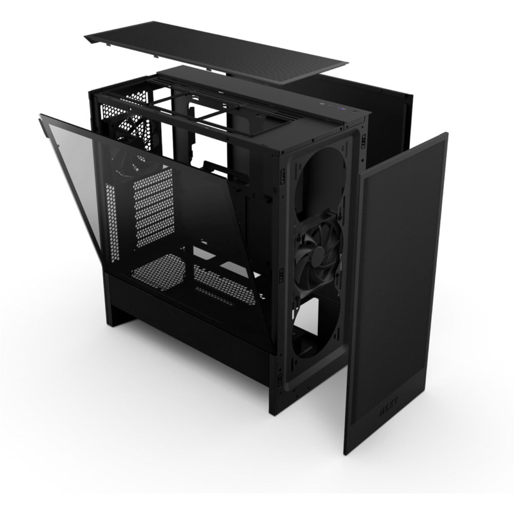 Nzxt h5 flow v2 Midi-Tower-Gehäuse (schwarz | 1x USB-A | 1x USB-C | gehärtetes Glas)