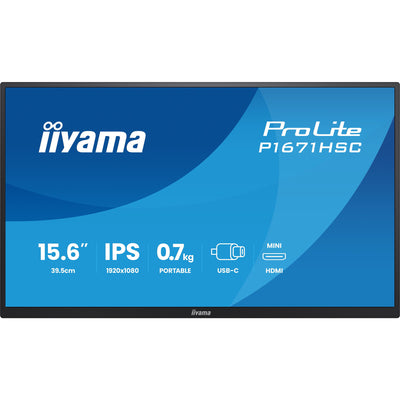 Iiyama Prolite P1671HSC-B1 15,6 Monitor (schwarz (matt), Mini HDMI (Typ-C), 2x USB-C)