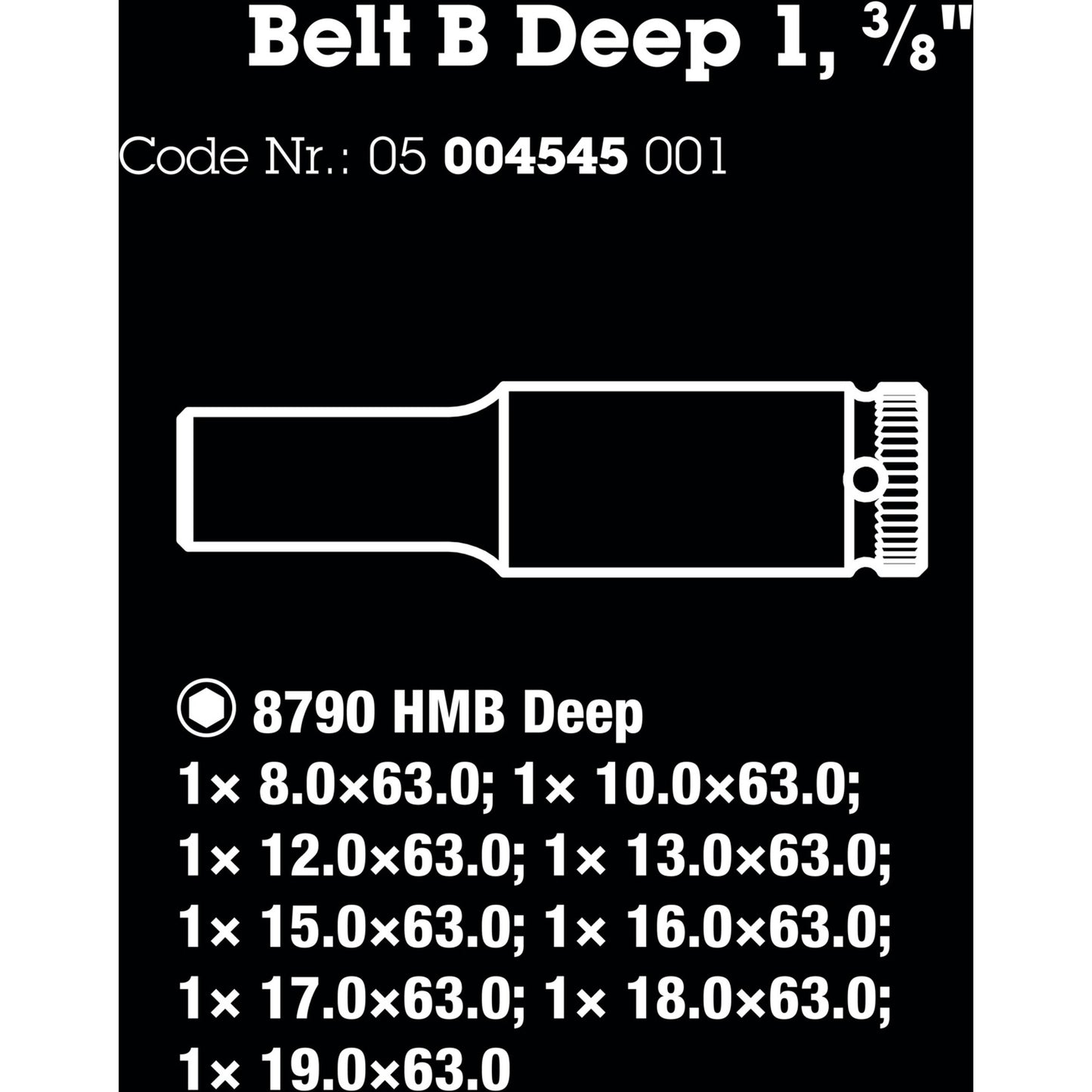 Waa Belt B Deep 1 Caps Set, mit 3 8 Antrieb, 9